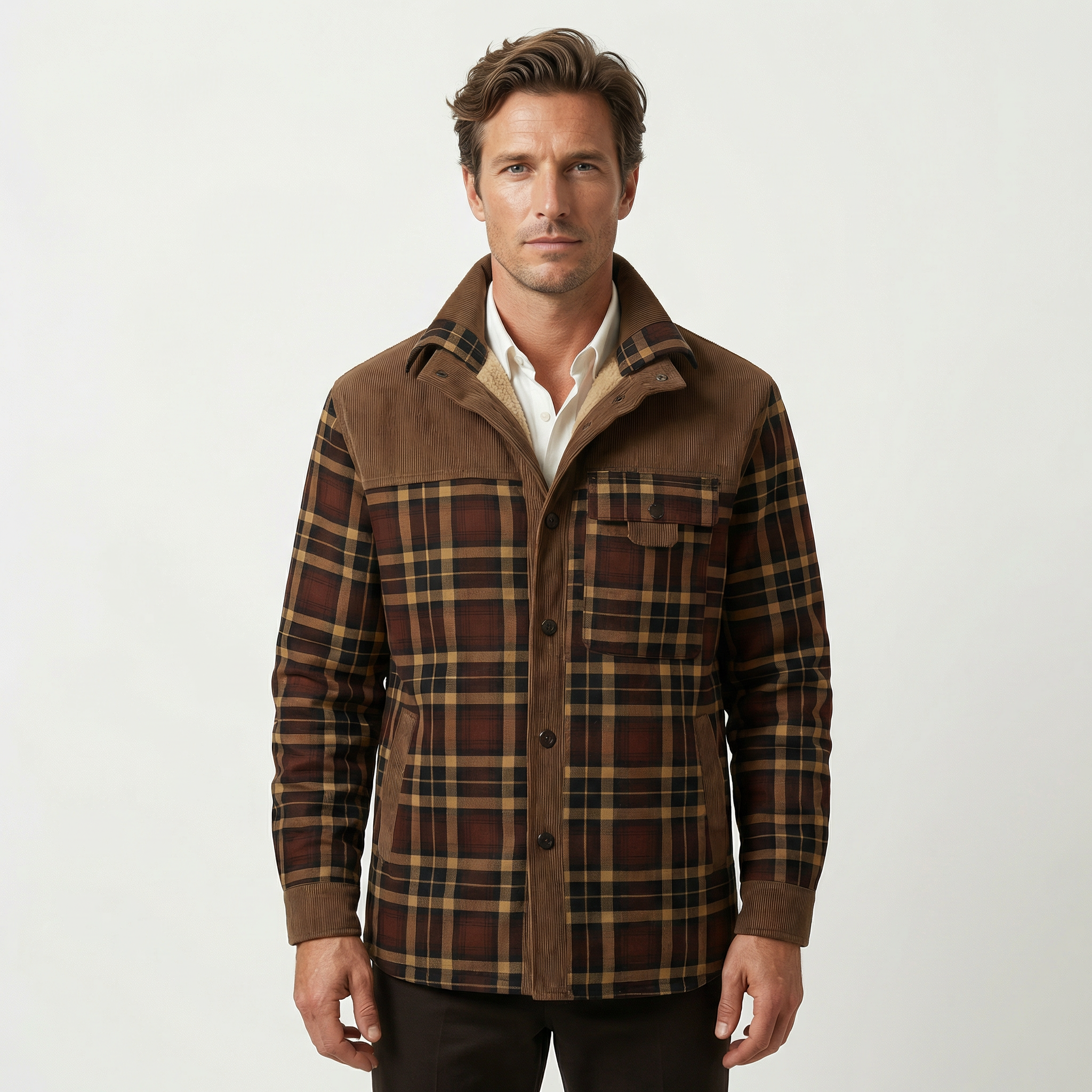 Veste Homme Décontractée à Carreaux avec Doublure en Polaire – Chaude et Élégante pour Toutes les Occasions