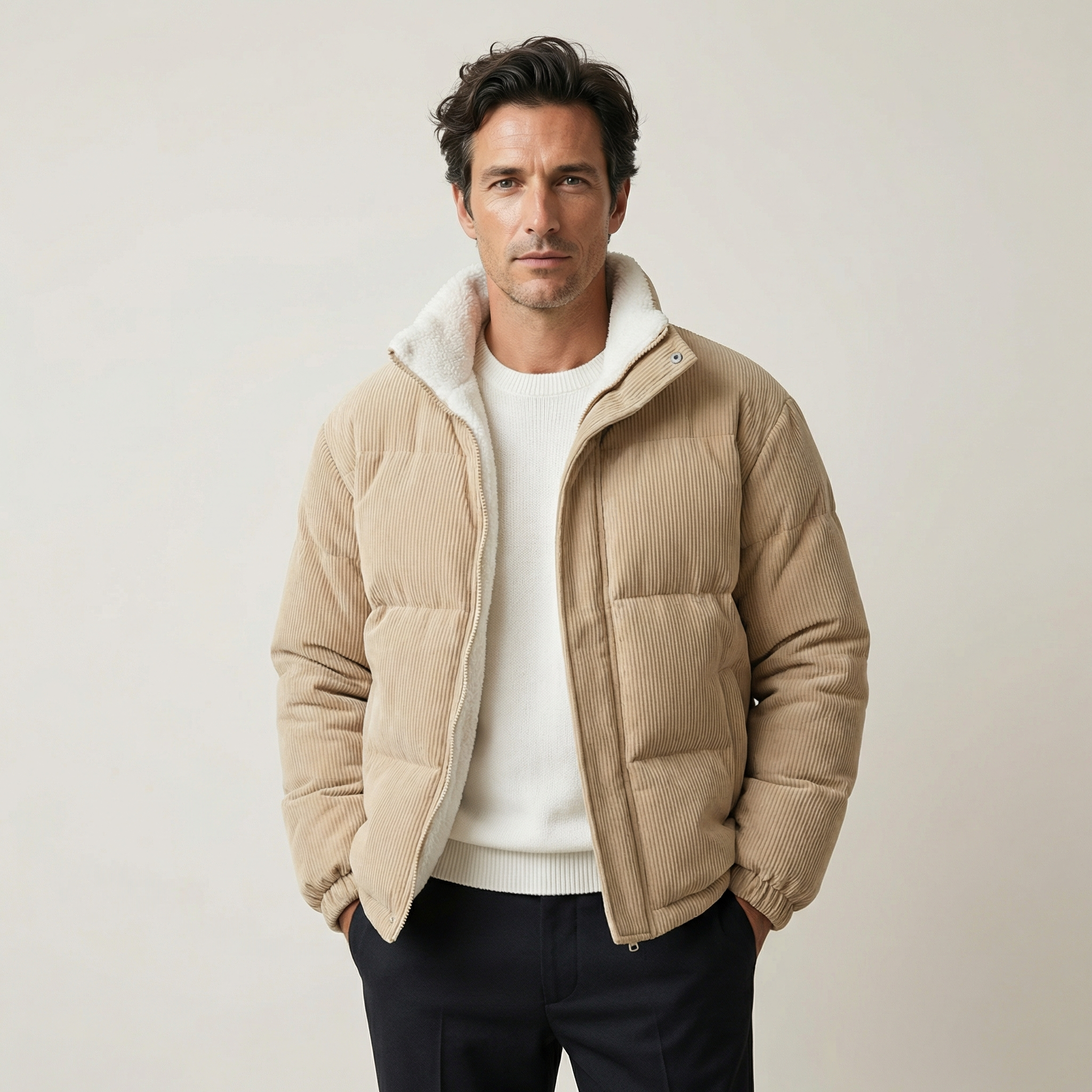 Veste en Velours Côtelé pour Homme avec Doublure en Polaire – Un Choix Chaud et Élégant pour l’Hiver