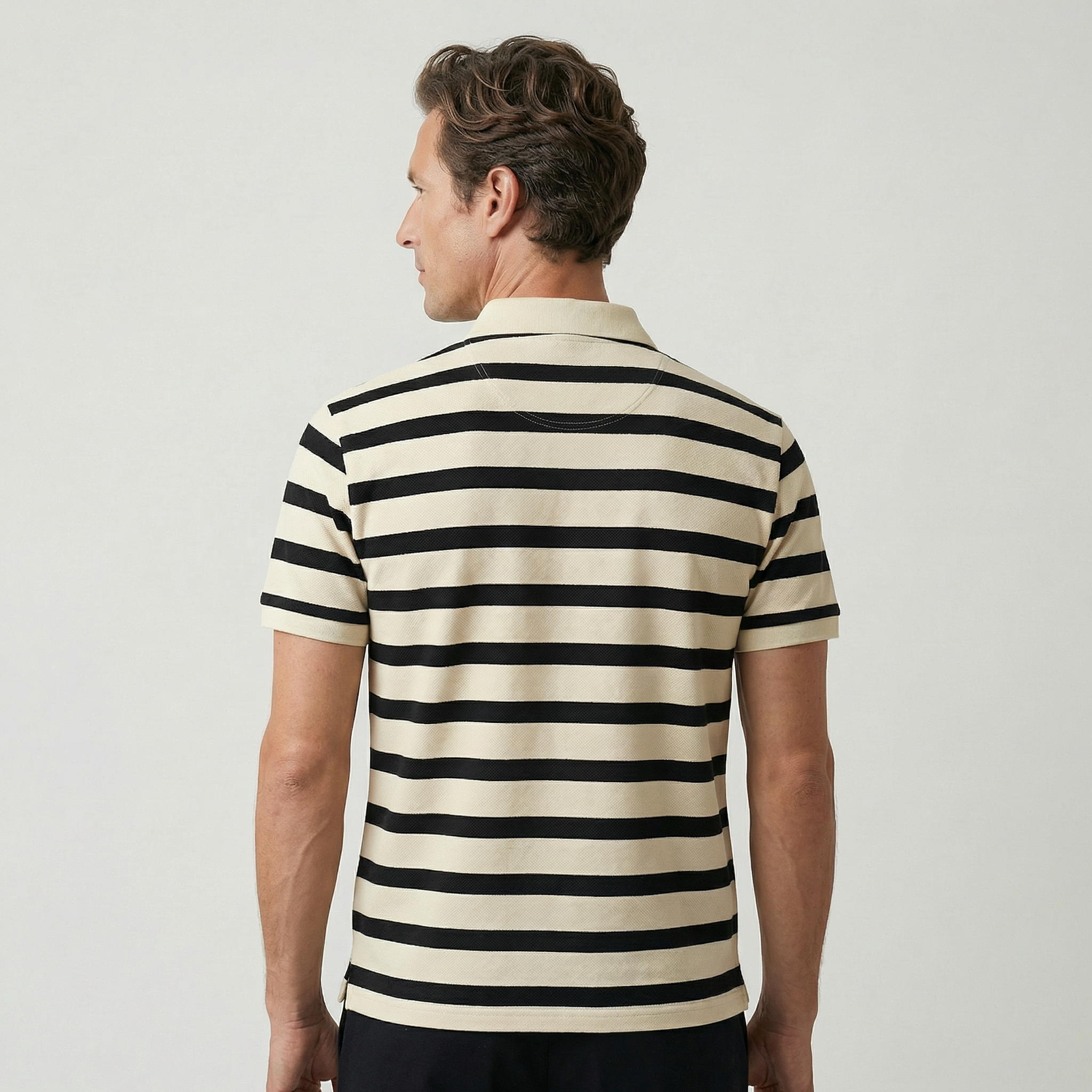Polo Homme Léger à Rayures – Respirant, Infroissable, en Tissu Luxueux